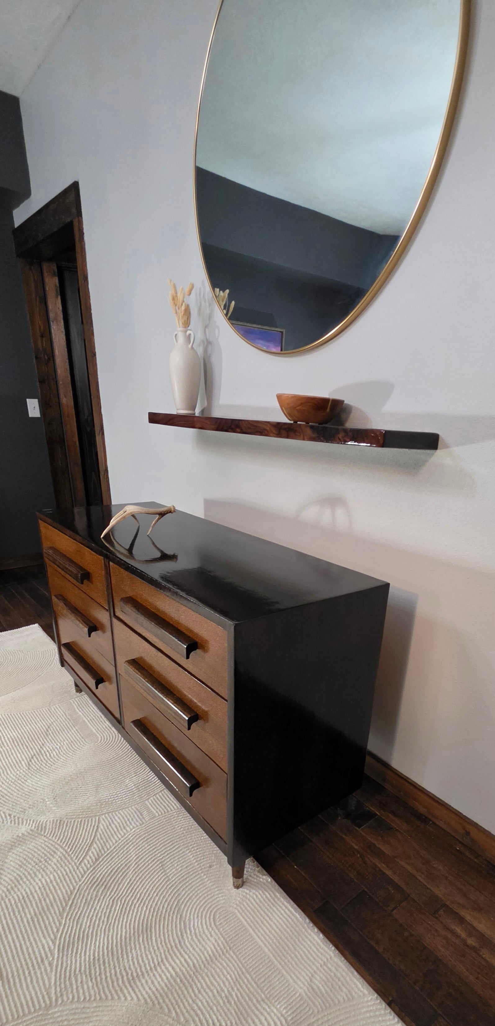 Mid-century oak refinished dresser finished with Waterlox
